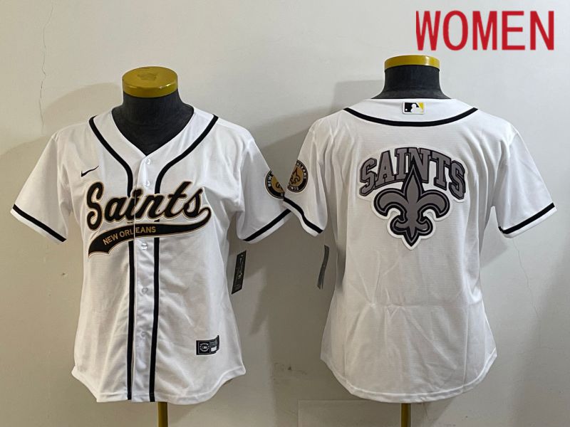 Women New Orleans Saints Blank White Joint Name 2024 Nike Limited NFL Jersey style 5